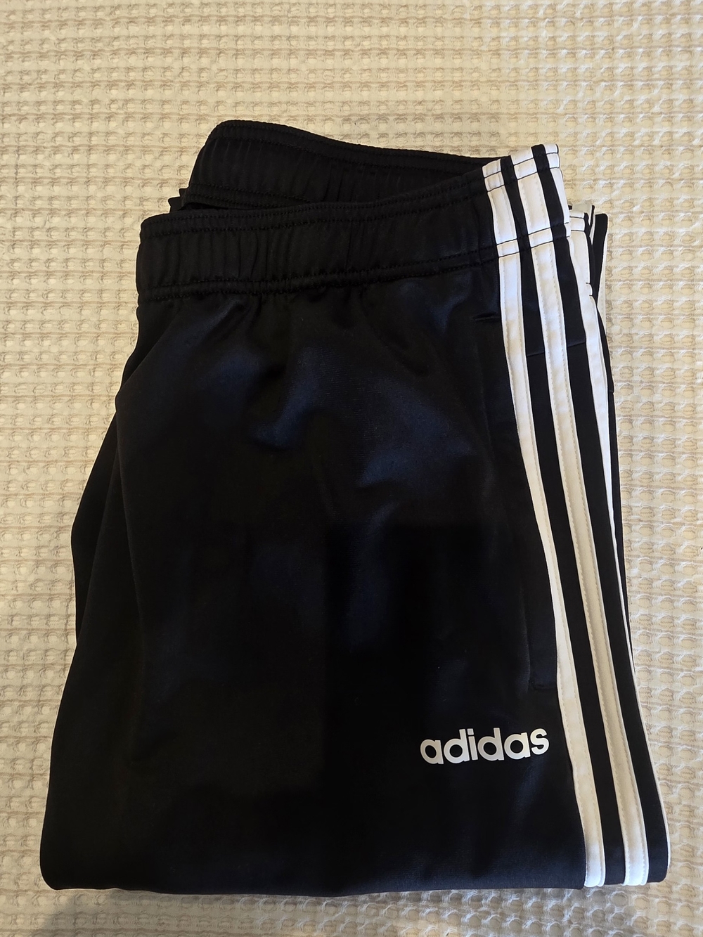 adidas Mens Black Track Pants with White 3-Stripes